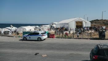 Migrant detention centre in Lesbos, Greece (Nicolas Economou/NurPhoto/Shutterstock)
