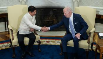 Philippine President Ferdinand 'Bongbong' Marcos (left) meeting US counterpart Joe Biden (right) at the White House on May 1 (Shutterstock)