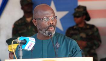 Liberian President George Weah celebrates Armed Forces Day, February 2023 (Ahmed Jallanzo/EPA-EFE/Shutterstock)