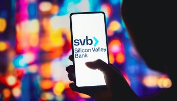 Silicon Valley Bank (SVB) logo on a smartphone screen (Shutterstock)
