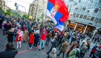 Protest in Belgrade, 12 May 2023 (Shutterstock)