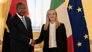 Angola President Joao Lourenco meets with Italian Prime Minister Giorgia Meloni, May 2023 (Us Palazzo Chigi/Filippo Attili/ANSA via ZUMA Press/Shutterstock)