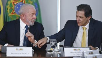 President Lula da Silva (l) and Finance Minister Fernando Haddad. (ANDRE BORGES/EPA-EFE/Shutterstock)