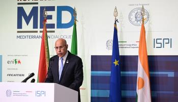 Mauritanian President Mohamed Ould Ghazouani speaks at the Mediterranean Dialogues, December 2022  (Claudio Peri/EPA-EFE/Shutterstock)