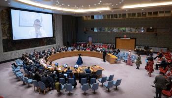 UN secretary-general's special representative Volker Perthes speaks at a UN Security Council meeting on Sudan, April 25, 2023. (Xinhua/Shutterstock)
