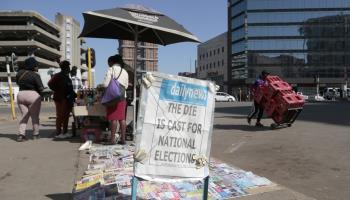 Zimbabwean newspapers react to the announcement of the election date, June 1, 2023 (AARON UFUMELI/EPA-EFE/Shutterstock)
