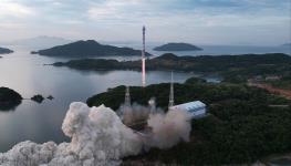 North Korea's military reconnaissance satellite Malligyong-1 launching on the Chollima-1 rocket (KCNA/EPA-EFE/Shutterstock)