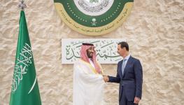 Saudi Crown Prince Mohammed bin Salman welcomes Syrian President Bashar al-Assad to the Arab summit, May 19 (Chine Nouvelle/SIPA/Shutterstock)