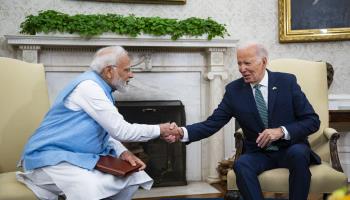 Indian Prime Minister Narendra Modi (left) and US President Joe Biden (right) meeting at the White House on June 22 (Pool/ABACA/Shutterstock)