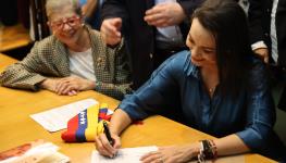 Maria Corina Machado registers her candidacy for the opposition presidential primary (Miguel Gutierrez/EPA-EFE/Shutterstock)
