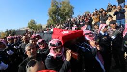 Funeral of a police officer killed in economic protests in Maan, December 2022 (MOHAMMED ALI/EPA-EFE/Shutterstock)