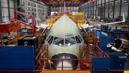 An assembly line at the Airbus factory in Hamburg, Germany. (Morris MacMatzen/POOL/EPA-EFE/Shutterstock)