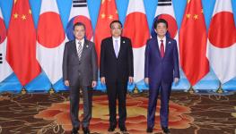 South Korean, Chinese and Japanese leaders at the last trilateral summit in 2019 (YONHAP/EPA-EFE/Shutterstock)