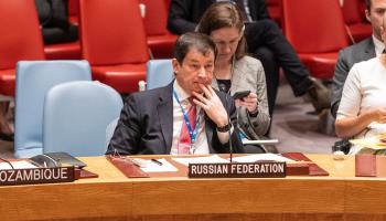Russian Ambassador Dmitry Polyanskiy at the UN Security Council meeting that discussed global food insecurity after Russia pulled out of the Black Sea Grain Initiative, New York, August 3 (Lev Radin/Pacific Press/Shutterstock).