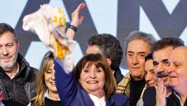 Patricia Bullrich (centre) celebrating her primary victory on August 13 (Juan Ignacio Roncoroni/EPA-EFE/Shutterstock)