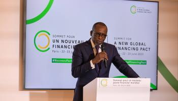 Beninese President Patrice Talon speaks the New Global Financing Pact Summit in Paris, June 2023 (Balkis Press-POOL/SIPA/Shutterstock)