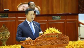 Prime Minister Hun Manet addressing the National Assembly on August 22 (Xinhua/Shutterstock)