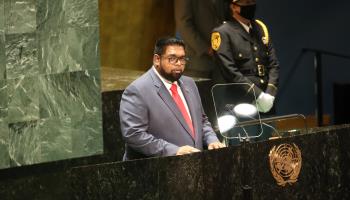 Guyana President Mohamed Irfaan Ali addressing the UN General Assembly (Spencer Platt/POOL/EPA-EFE/Shutterstock)