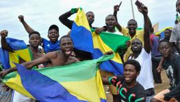 Popular celebrations following President Ali Bongo's ouster in an August 30 coup (STR/EPA-EFE/Shutterstock)