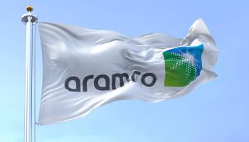 The flag of Aramco, Saudi Arabia’s national oil company (Shutterstock/rarrarorro)