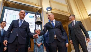 Opening the Hidroelectrica IPO at the Bucharest Stock Exchange, July 12 (Lucian Alecu/Shutterstock)