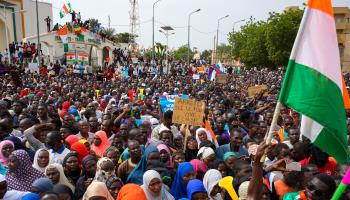 Mass demonstration in support of the junta and against ECOWAS's military intervention threat, August 20 2023 (Issifou Djibo/EPA-EFE/Shutterstock)