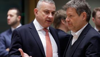Czech Industry and Trade  Minister Jozef Sikela (L) and German Economy Minister Robert Habeck (R) at an EU energy council meeting on the energy crisis, Brussels, December 19, 2022 (Olivier Hoslet/EPA-EFE/Shutterstock)