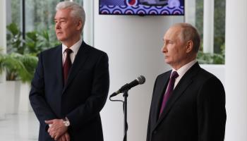 Russian President Vladimir Putin (R) and Moscow Mayor Sergei Sobyanin (L) take part in a ceremony in Moscow in September 2023 (Mikhail Metzel/Sputnik/Kremlin Pool/Pool/EPA-EFE/Shutterstock)