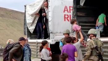 Russian peacekeepers evacuate civilians from Nagorno-Karabakh, Azerbaijan (Russian Defence Ministry Press Service Handout/EPA-EFE/Shutterstock)
