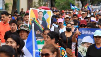 People march in support of Arce in Santa Cruz, August 2023 (Juan Carlos Torrejon/EPA-EFE/Shutterstock)