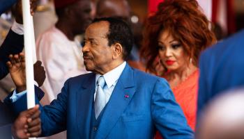 Cameroonian President Paul Biya and First Lady Chantal Biya at Cameroon's National Day celebrations, May (Chine Nouvelle/SIPA/Shutterstock)