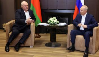 Russia's President Vladimir Putin (R) attends a meeting with Belarusian President Alexander Lukashenko in Sochi, Russia in September 2023 (Mikhail Metzel/SPUTNIK/KREMLIN POOL/EPA-EFE/Shutterstock)