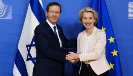 European Commission President Ursula von der Leyen welcomes Israel's President Isaac Herzog at EU headquarters in Brussels, on January 25, 2023. (Shutterstock)