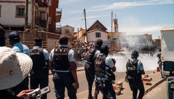 Police fire teargas at opposition protestors in Madagascar, October 7 (Henitosoa Rafalia/EPA-EFE/Shutterstock)