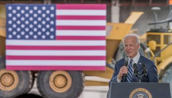 President Joe Biden at the groundbreaking ceremony for a new semiconductor manufacturing plant in Arizona, December 6. 2022 (RICK D'ELIA/EPA-EFE/Shutterstock)