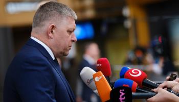 Slovak Prime Minister Robert Fico arrives for an EU summit one day after his new cabinet was sworn in, Brussels, October 27 (Alexandros Michailidis/Shutterstock)