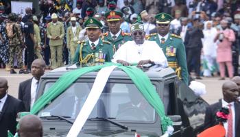 Nigerian President Bola Tinubu at his May 29th inauguration (Olukayode Jaiyeola/NurPhoto/Shutterstock)