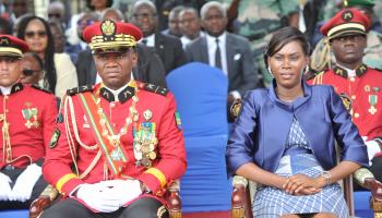 Junta leader General Brice Clotaire Oligui Nguema and his wife, Zita Oligui Nguema following his September 4 swearing-in as transitional president (Christ Darcel/EPA-EFE/Shutterstock)