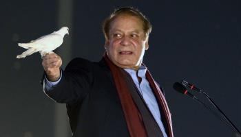 Pakistan Muslim League (Nawaz) party leader and former premier Nawaz Sharif at a rally after his return from self-exile in October (Rahat Dar/EPA-EFE/Shutterstock)