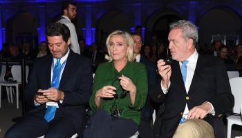Andre Ventura (Left), Leader of Portuguese far-right party Chega, and Marine Le Pen, leader of France’s far-right National Rally (Middle)  (SIPA/Shutterstock)