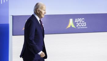 President Biden arrives at the APEC Leaders meeting in San Francisco, November 17, 2023 (John G Mabanglo/EPA-EFE/Shutterstock)
