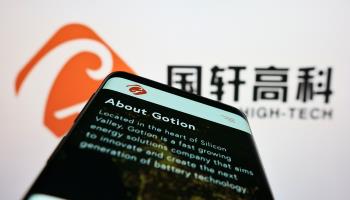 Mobile phone showing website of Chinese battery company Gotion High-Tech on screen in front of business logo, Stuttgart, Germany, July 30, 2022 (T Schneider/Shutterstock) 