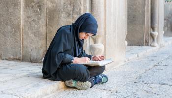 A female university student painting in Isfahan, November 2016 (Shutterstock)