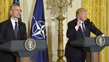 President Trump holds a news conference with NATO Secretary General Jens Stoltenberg at the White House, April 12, 2017 (Mike Theiler/UPI/Shutterstock)