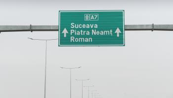 A7 motorway near Bacau with direction signboard (Dragos Asaftei/Shutterstock)