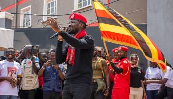 Bobi Wine atttends a public screening of his Oscars-nominated documentary, Kampala, January 26, 2024 (Isaac Kasamani/EPA-EFE/Shutterstock)