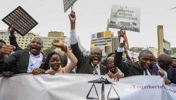 Lawyers protest against recent comments critical of the judiciary by President William Ruto, January 12, 2024 (DANIEL IRUNGU/EPA-EFE/Shutterstock)