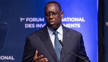 Senegalese President Macky Sall speaks at the Invest in Senegal Forum in Dakar, July 2023 (JEROME FAVRE/EPA-EFE/Shutterstock)