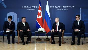 Kim Jong-un and Vladimir Putin meet in Russia in September 2023 (Kremlin POOL/UPI/Shutterstock)