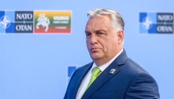 Hungarian Prime Minister Viktor Orban attends the NATO summit in Lithuania, Vilnius, July 11, 2023 (Gints Ivuskans/Shutterstock).  